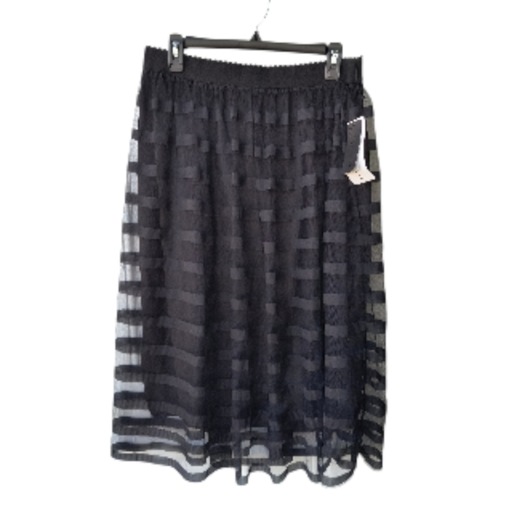Metro Wear Black Sheer Striped Whimsigoth Witchy Midi Striped Skirt PXL NWT - Picture 9 of 9